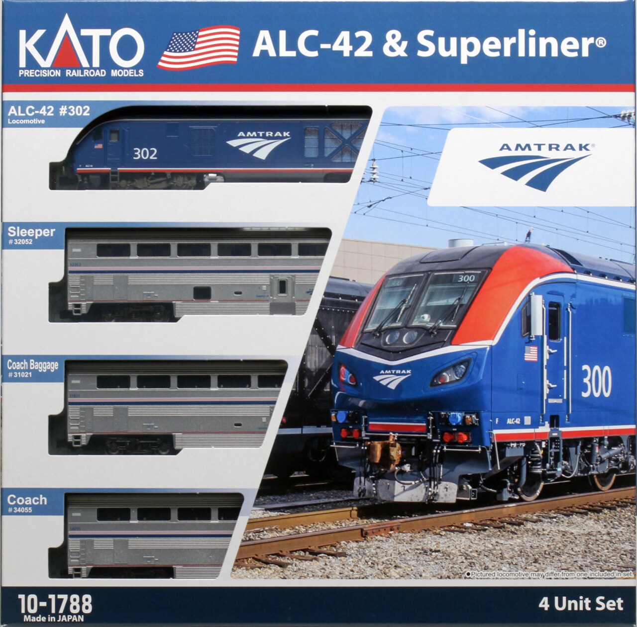 Kato N-Scale Amtrak ALC-42 & Superliner Phase VI 4-Unit "Starter Series" Set Diesel Engine